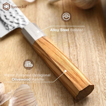 Load image into Gallery viewer, 【Jin Series】Sunnecko Japanese Santoku Chef Knife 7 Inch Santoku Knife Professional High Carbon Steel Santoku Knife Wooden Handle Hand Forged Chef Knife for Meat Cutting