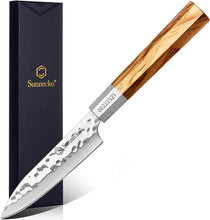 Load image into Gallery viewer, 【Jin Series】Sunnecko 4.5 Inch Sharp Paring Knife for Kitchen High Carbon Steel Japanese Hand Forged Paring Knife Wood Handle Vintage Small Fruit Knife