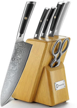 Load image into Gallery viewer, 【MOST-LOVED】Sunnecko Chef 6pcs Damascus Knife Block Set Stainless Steel VG10