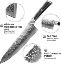 Load image into Gallery viewer, 【Elite A Series】Sunnecko High End 8 Inch Chef Knife VG10 Damascus Steel for Pro & Home Chef