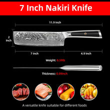 Load image into Gallery viewer, 【Elite A Series】Sunnecko VG10 Damascus 7" Nakiri Knife Japanese Vegetable Knife