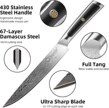 Load image into Gallery viewer, 【Elite A Series】Sunnecko 8 Inch Meat Turkey Brisket Ham BBQ Roast Damascus Carving Knife VG10