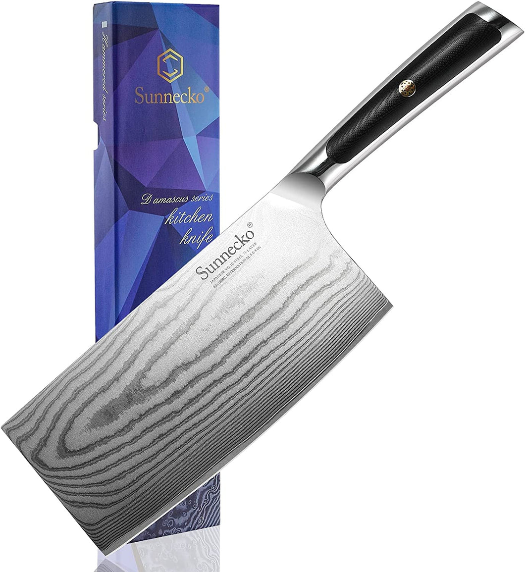 【Elite Series】7 Inch Damascus Kitchen Vegetable Meat Cleaver Knife