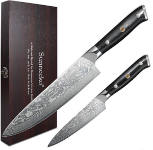 【Classic Series】8 Inch Chef Knife 5" Utility Knife Kitchen Knife Set VG10 Damascus Steel