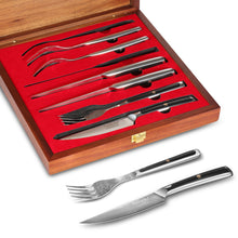 Load image into Gallery viewer, 【Damascus Cutlery】Damascus Steel 8pcs 5" Non Serrated Steak Knife and Fork Set