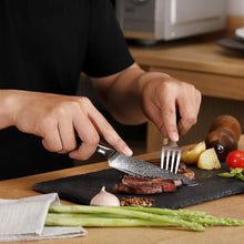 Load image into Gallery viewer, 【Damascus Cutlery】6pcs 5" Damascus Non Serrated Steak Knives Set G10 Handle