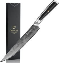 Load image into Gallery viewer, 【MOST-LOVED】Sunnecko 8 Inch Meat Turkey Brisket Ham BBQ Roast Damascus Carving Knife VG10