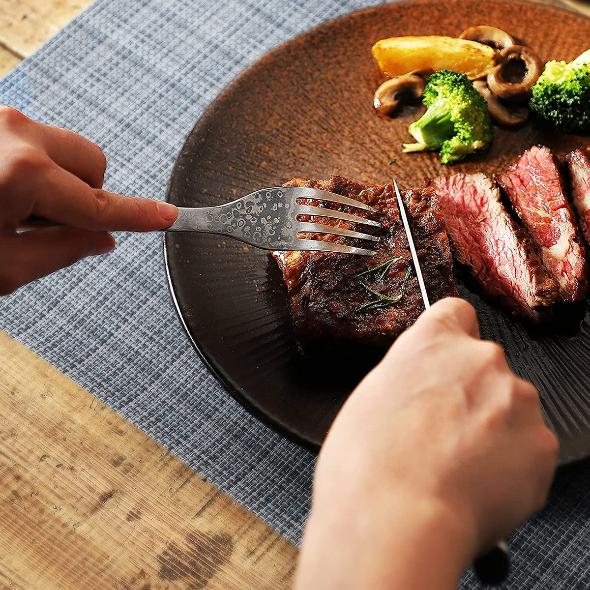 Damascus Cutlery】Sunnecko Damascus Steak Knives Set of 4, 5 Inch Serr –