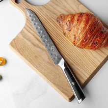 Load image into Gallery viewer, 【MOST-LOVED】Sunnecko 8" Pointed Serrated Knife for Slicing Sourdough Bread Loaf Brisket VG10 Damascus