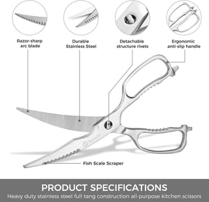 【Mult-functional Kitchen Scissors】Sunnecko Kitchen Scissors Stainless Steel 9 Inch