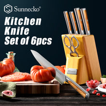 Load image into Gallery viewer, 【NEW RELEASED】Sunnecko knife sets for kitchen with block - Kitchen Knife Set of 6pcs
