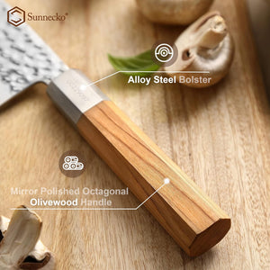 【Jin Series】Sunnecko 8 Inch Chef Knife High Carbon Steel Japanese Chef's Knife Wood Handle Vintage Hand Forged Chef Knife for Meat Cutting