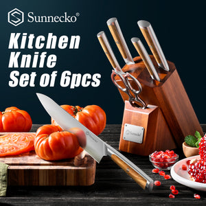 【NEW RELEASED】Sunnecko Kitchen Knife Set for Kitchen - Block Knife Set of 6pcs