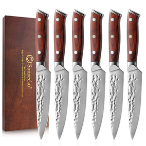 【K135 Series】6 Piece 5 Inch Steak Knife Set German Carbon Steel-【Gift for Family & Friends】