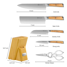 Load image into Gallery viewer, 【NEW RELEASED】Sunnecko knife sets for kitchen with block - Kitchen Knife Set of 6pcs
