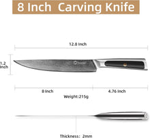 Load image into Gallery viewer, 【Elite A Series】Sunnecko 8 Inch Meat Turkey Brisket Ham BBQ Roast Damascus Carving Knife VG10
