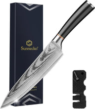 Load image into Gallery viewer, 【Chang B Series】Sunnecko High End 8 Inch Chef Knife with Sharpener VG10 Japanese Damascus Steel for Pro &amp; Home Chef
