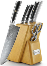 Load image into Gallery viewer, 【MOST-LOVED】Sunnecko Chef 6pcs Damascus Knife Block Set Stainless Steel VG10
