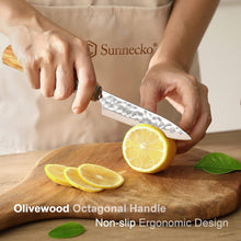 Load image into Gallery viewer, 【Jin Series】Sunnecko 4.5 Inch Sharp Paring Knife for Kitchen High Carbon Steel Japanese Hand Forged Paring Knife Wood Handle Vintage Small Fruit Knife
