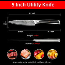 Load image into Gallery viewer, 【Elite A Series】Sunnecko Kitchen 5&quot; Damascus Utility Knife Double Beveled VG10
