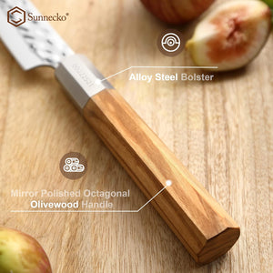 【Jin Series】Sunnecko 4.5 Inch Sharp Paring Knife for Kitchen High Carbon Steel Japanese Hand Forged Paring Knife Wood Handle Vintage Small Fruit Knife