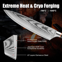Load image into Gallery viewer, 【Chang B Series】Sunnecko High End 8 Inch Chef Knife with Sharpener VG10 Japanese Damascus Steel for Pro &amp; Home Chef
