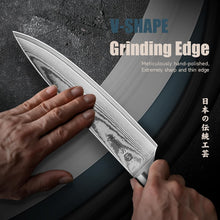 Load image into Gallery viewer, 【Chang B Series】Sunnecko High End 8 Inch Chef Knife with Sharpener VG10 Japanese Damascus Steel for Pro &amp; Home Chef
