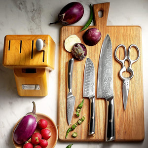 【MOST-LOVED】Sunnecko Chef 6pcs Damascus Knife Block Set Stainless Steel VG10
