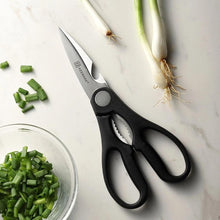 Load image into Gallery viewer, Stainless Steel 2-Piece Kitchenware Set - Straight Edge Knives, Reusable Santoku Cutting Knife, Salad &amp; Cheese Prep Kitchen Scissors, Essential Kitchen Utensils
