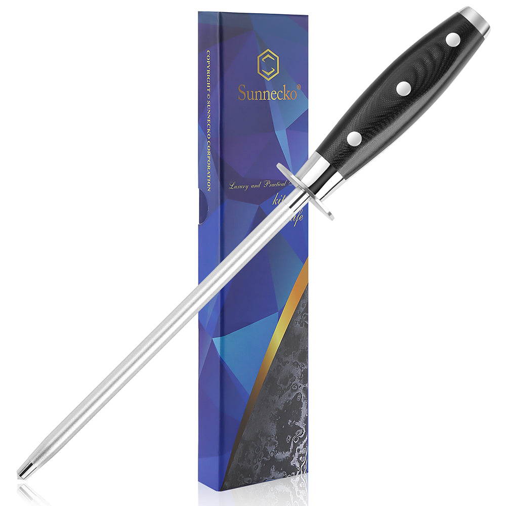 【Kitchen Knife Sharpening Tool】Sunnecko 8 inch Knife Sharpening Steel Honing Rod, Professional Knife Sharpening Rod