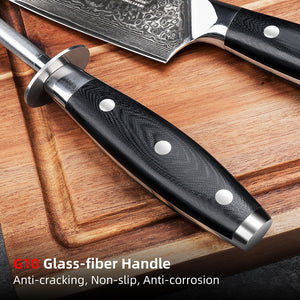 【Kitchen Knife Sharpening Tool】Sunnecko 8 inch Knife Sharpening Steel Honing Rod, Professional Knife Sharpening Rod