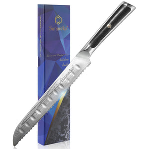【Elite Series】8" Long Serrated Bread Knife VG10 Damascus Steel