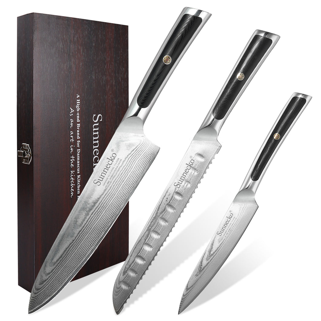 Elite Series】3 Piece Knife Set 8 Chef Knife 8 Serrated Bread
