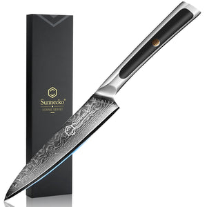 【MOST-LOVED】Sunnecko Kitchen 5" Damascus Utility Knife Double Beveled VG10