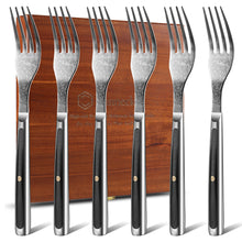 Load image into Gallery viewer, 【Damascus Cutlery】Sunnecko Forks Set, Damascus Steak Forks 6 Pieces
