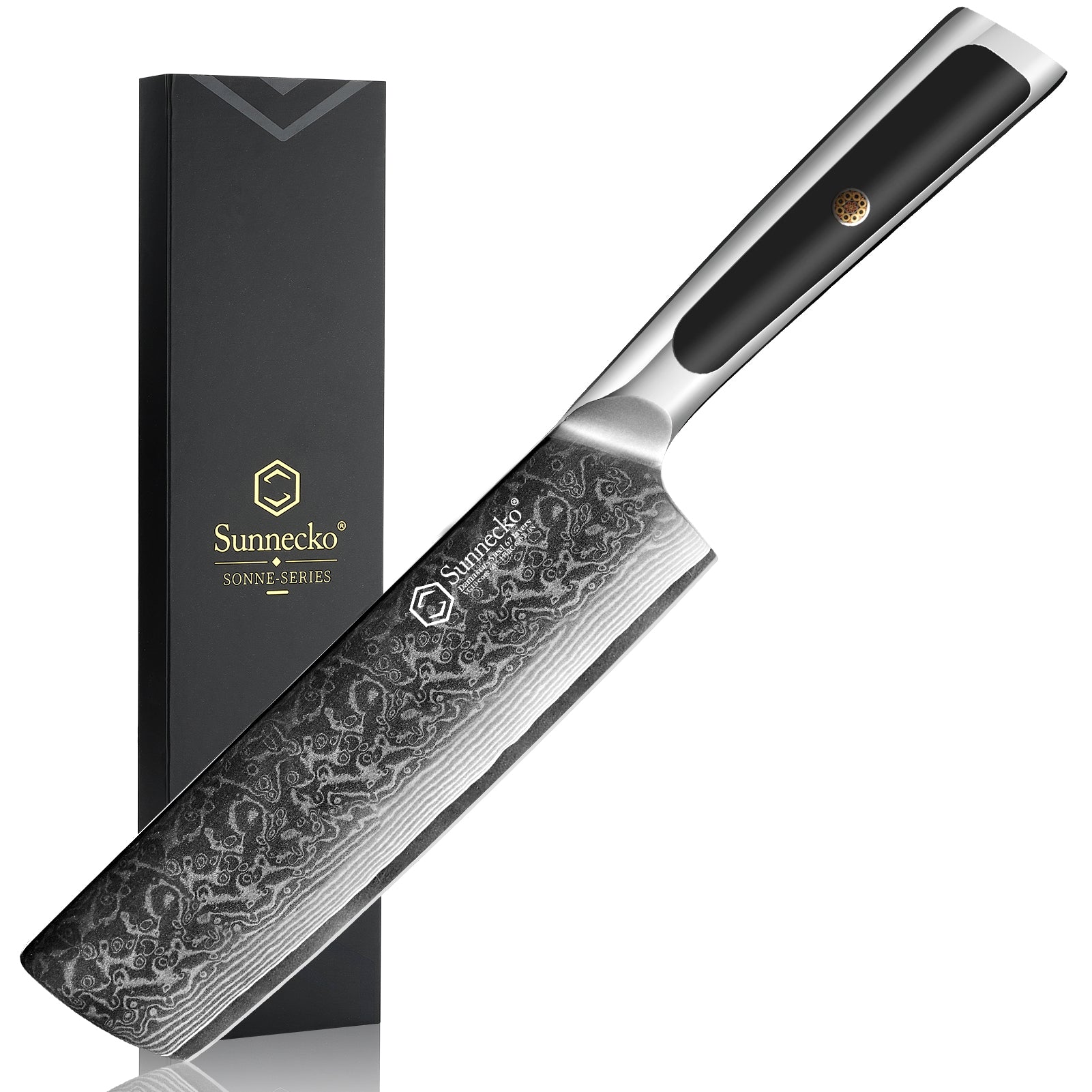 Damascus Knife Set With Block - 2023 Elite Sonne Series - 6 PCS Set A - Damascus  Steel Store