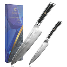 Load image into Gallery viewer, 【Elite Series】2 Pieces Knife Set 8&quot; Chef Knife &amp; 5 Inch Utility Knife VG10 Damacus
