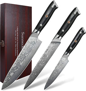 【Classic Series】8" Chef Knife 8" Carving Knife 5" Utility Knife Set VG10 Damascus