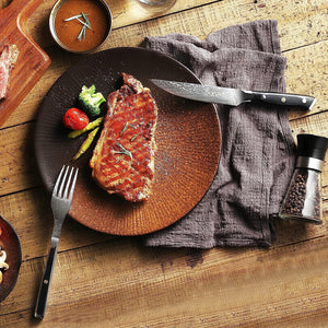 【Damascus Cutlery】6 Piece 5" Damascus Steel Steak Knives Non-Serrated Blade