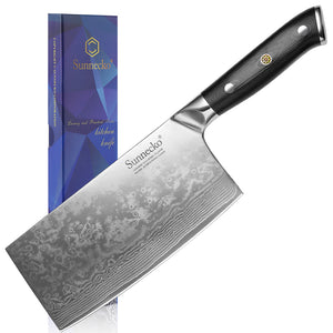 【Classic Series】7" Damascus Steel Kitchen Chopping Cleaver for Meat Vegetable VG10 Core